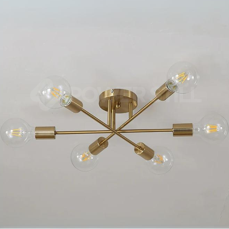 Lustre Moderno Dourado 6 Lâmpadas